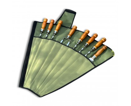 Набір шампурів Ліра 6/1/1: дерев'яні ручки, чохол Оксфорд, нержавійка