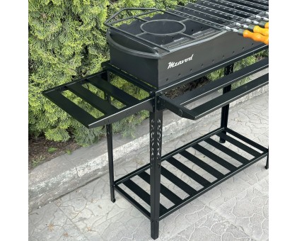 Мангал Прометей на 12 шампурів, 4мм сталь з розбірною дровницею