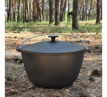 Казан туристичний КТ-08 чавунний з кришкою 8л