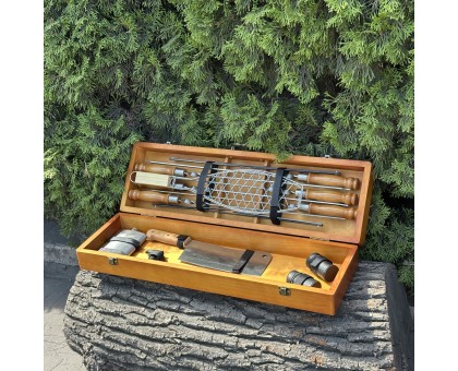 Подарунковий набір Майстер BBQ світлий: шампури в кейсі для гриля