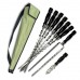 Набір шампурів Ліра 6/1/1 з чорною дерев'яною ручкою в зеленому чохлі