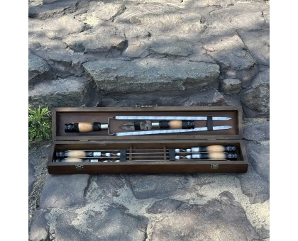 Подарунковий набір ШашлиКейс темний: розкішні шампури для гриля