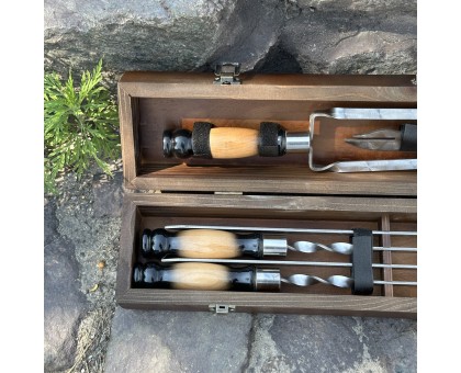 Подарунковий набір ШашлиКейс темний: розкішні шампури для гриля