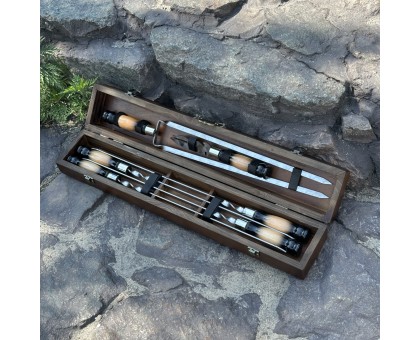 Подарунковий набір ШашлиКейс темний: розкішні шампури для гриля