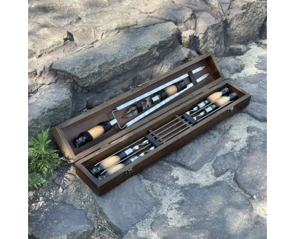 Подарунковий набір ШашлиКейс темний: розкішні шампури для гриля