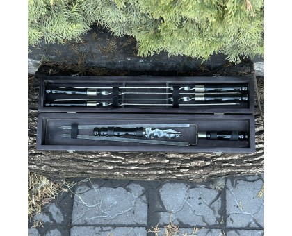 Подарунковий набір ШашлиКейс чорний з шампурами для шашлику