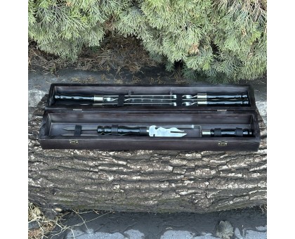 Подарунковий набір ШашлиКейс чорний з шампурами для шашлику