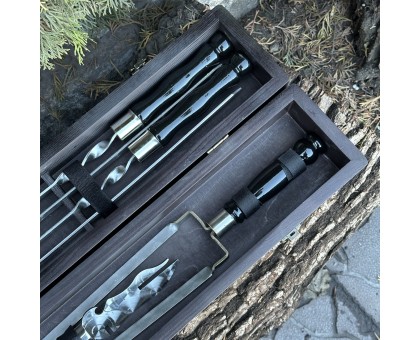 Подарунковий набір ШашлиКейс чорний з шампурами для шашлику