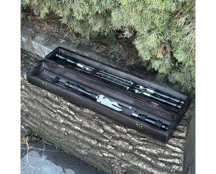 Подарунковий набір ШашлиКейс чорний з шампурами для шашлику