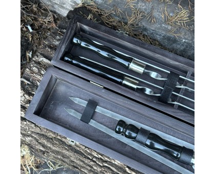 Подарунковий набір ШашлиКейс чорний з шампурами для шашлику