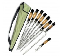 Набір шампурів Ліра 6/1/1 двокольорова ручка в зеленому чохлі