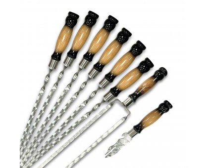 Набір шампурів Ліра 6/1/1: двокольорові ручки, зелений чохол Оксфорд