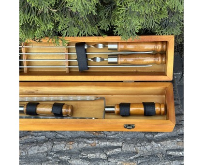 Подарунковий набір ШашлиКейс світлий: шампури в кейсі з дубовими ручками