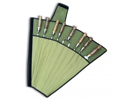 Набір для шашлику Ліра 6+1+1: дерев'яні ручки, зелений чохол