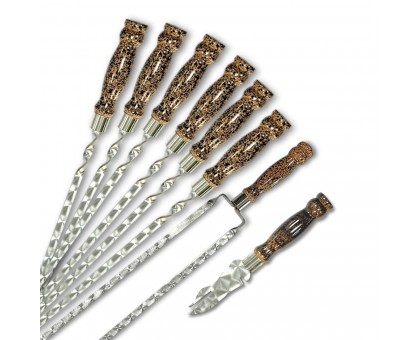 Набір для шашлику Ліра 6+1+1: дерев'яні ручки, зелений чохол