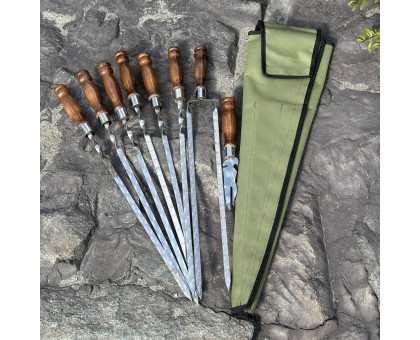 Набір шампурів Ліра 6/1/1: дерев'яні ручки, нержавіюча сталь, чохол Оксфорд