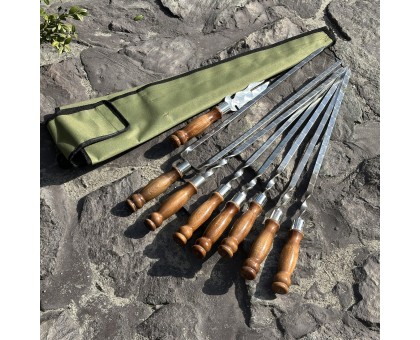 Набір шампурів Ліра 6/1/1: дерев'яні ручки, нержавіюча сталь, чохол Оксфорд