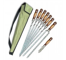 Набір шампурів Ліра 6/1/1 ретро ручка в зеленому чохлі