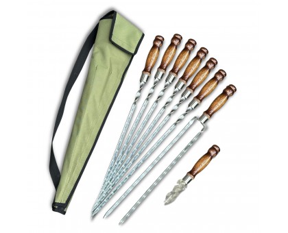 Набір шампурів Ліра 6/1/1: дерев'яні ручки, нержавіюча сталь, чохол Оксфорд