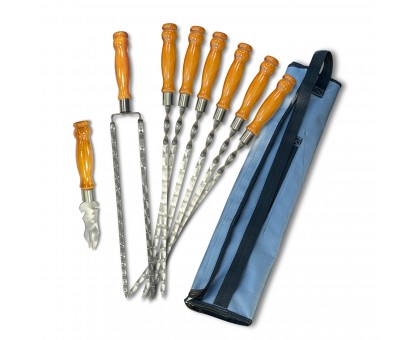 Набір шампурів Арго 6/1/1 з дерев'яними ручками в чохлі Оксфорд