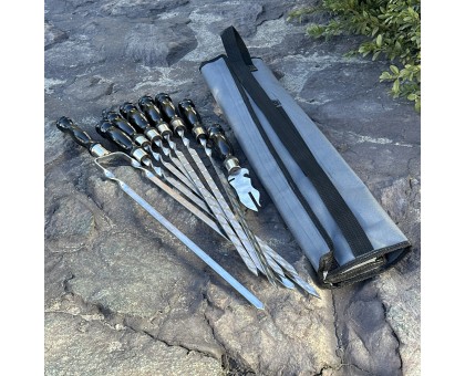 Набір шампурів Арго 6/1/1 чорна ручка в сірому чохлі Оксфорд