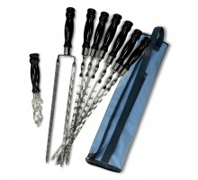 Набір шампурів Арго 6/1/1 чорна ручка в сірому чохлі