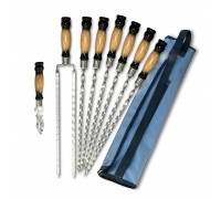 Набір шампурів Арго 6/1/1 двокольорова ручка в сірому чохлі