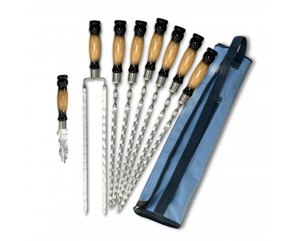 Набір шампурів Арго 6/1/1: дерев'яні ручки, нерж. сталь, чохол Оксфорд