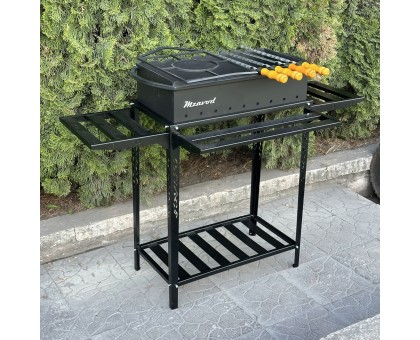 Мангал Прометей на 9 шампурів 3мм з розбірною дровницею