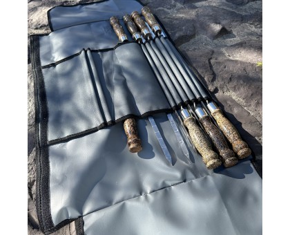 Набір шампурів Арго 6/1/1 з мармуровою ручкою, нержавіюча сталь, чохол