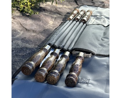 Набір шампурів Арго 6/1/1 з мармуровою ручкою, нержавіюча сталь, чохол