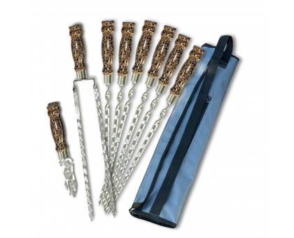 Набір шампурів Арго 6/1/1 з мармуровою ручкою, нержавіюча сталь, чохол