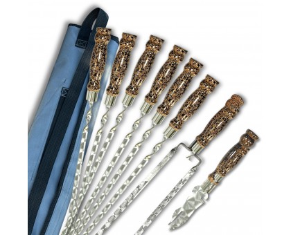 Набір шампурів Арго 6/1/1 з мармуровою ручкою, нержавіюча сталь, чохол