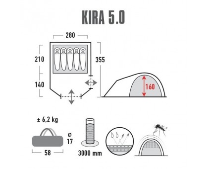 Намет High Peak Kira 5.0 Nimbus Grey (10376)
