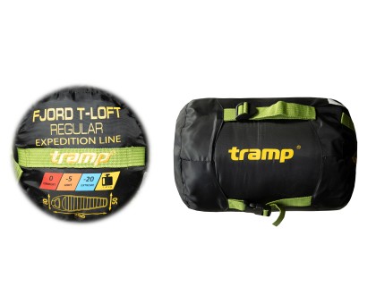 Спальний мішок Tramp Fjord Regular: кокон для туризму, лівий, зелений - купити в Україні