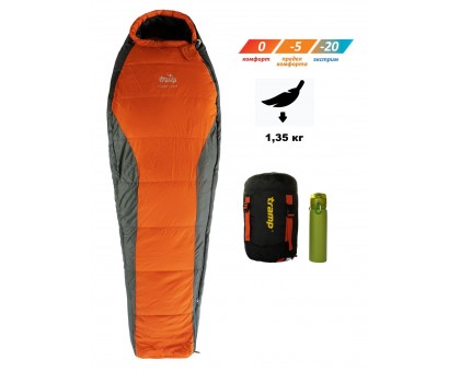 Спальний мішок Tramp Fjord Regular: кокон для туризму (orange/grey) - купити в Україні