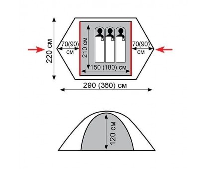 Намет Tramp Peak 3 (v2) green UTRT-026: купити в Україні | Тримісний туристичний намет
