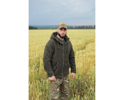 Флісова кофта Грізлі Олива – теплий фліс 550 гр/м