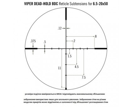 Приціл оптичний Viper 6.5-20x50 BDC matte, PA, 30mm tube (VPR-M-06BDC)