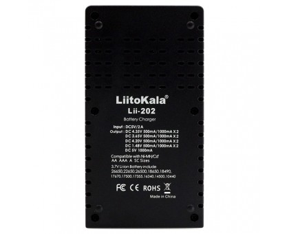 Зарядний пристрій Liitokala Lii-202, Ni-Mh/Li-ion/Li-Fe/LiFePO4, USB, Powerbank, LED, Box