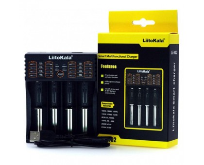 Зарядний пристрій Liitokala Lii-402, Ni-Mh/Li-ion/Li-Fe/LiFePO4, USB, Powerbank, LED, Box