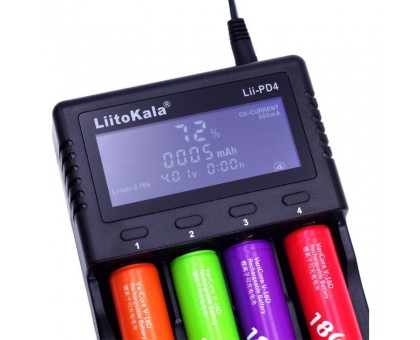 Зарядний пристрій Liitokala Lii-PD4, 4 канала, Ni-Mh/Li-ion/LiFePo4, 220V/12V, LCD, Box