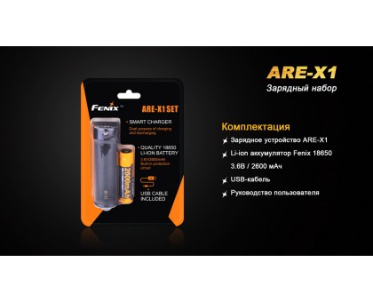 Зарядний пристрій Fenix ARE-X1 + акумулятор Fenix2600mAh