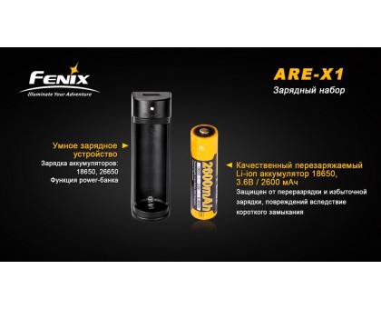 Зарядний пристрій Fenix ARE-X1 + акумулятор Fenix2600mAh