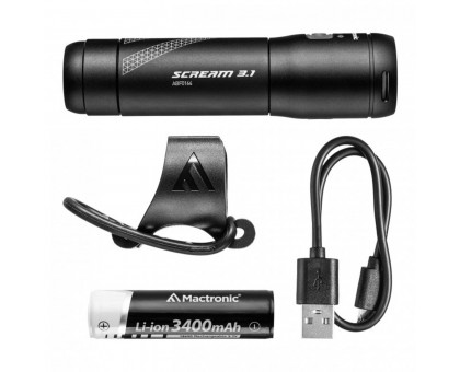 Ліхтар велосипедний передній Mactronic Scream 3.1 (1000 Lm) USB Rechargeable (ABF0164)