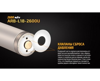 Акумулятор 18650 Fenix 2600 mAh ARB-L18-2600U micro usb зарядка