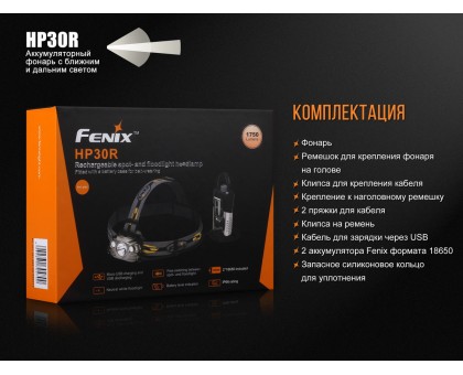 Ліхтар налобний Fenix HP30R сiрий