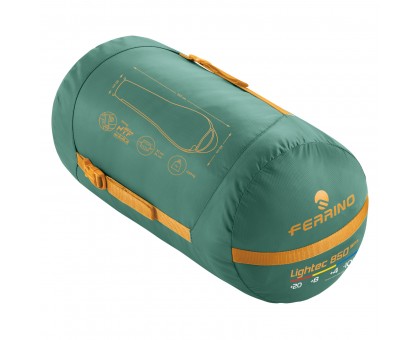 Спальний мішок Ferrino Lightec SM 850/+4°C Green/Yellow Left (86651IVV)