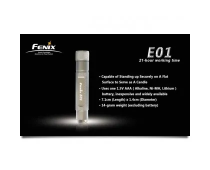 Ліхтарик Fenix E01 Nichia white GS LED, сірий Ліхтарик Fenix E01 Nichia white GS LED, сірий