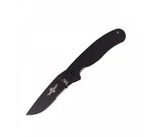 Ніж складний кишеньковий Ontario RAT Folder, чорний, напівсеррейтор